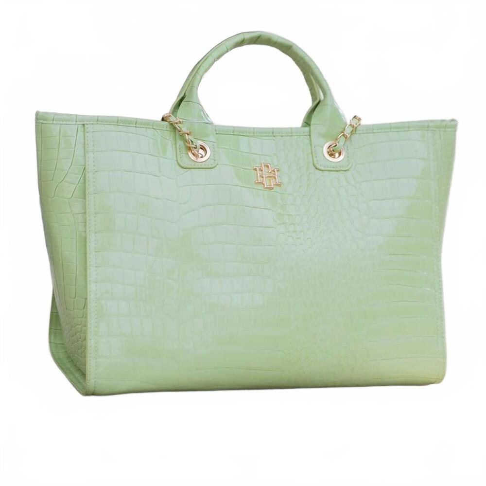 NEW CAROLINE HILL missy tote bag in lime patent